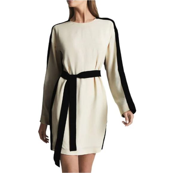 New ~ REISS ~ Skyler Colourblock Mini Dress 6 100% VISCOSE , POCKETS - Picture 1 of 10